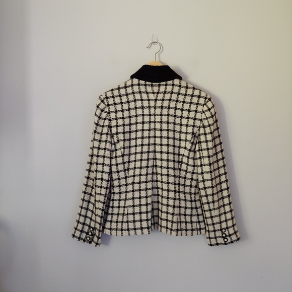 Oscar de la Renta Vintage Wool Checked Jacket Size US 6 - Picture 2 of 15